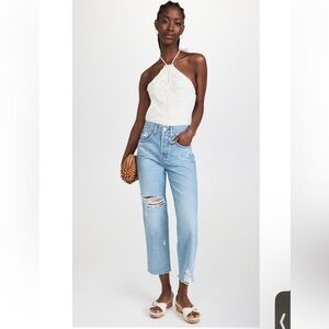 NEW Veronica Beard Blake Crop Classic Ripped High Waist Straight Leg Jeans sz 26